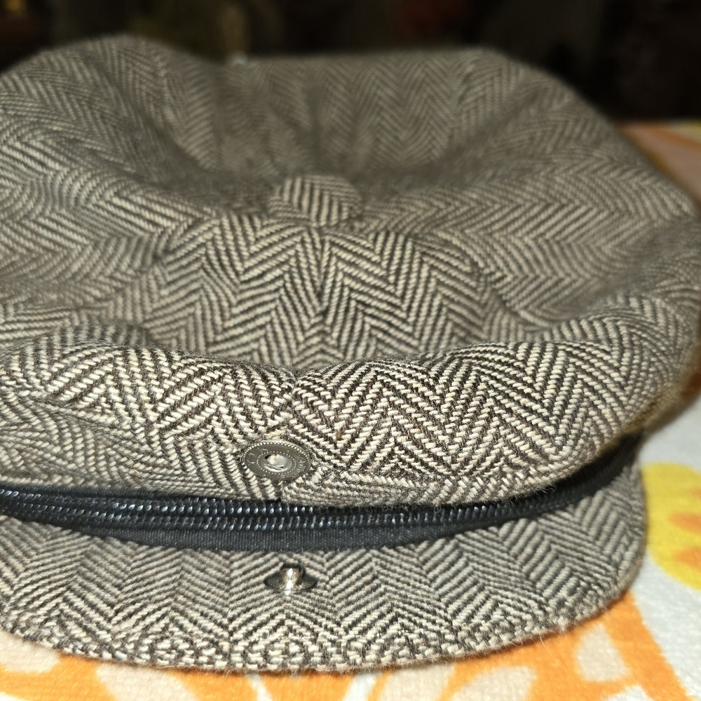 Peaky Blinders Style Tweed Toiletry Toiletries Washbag Travel Zip Peak Cap - Picture 4 of 10